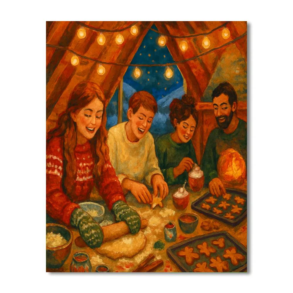 Holiday Baking Night In The A Frame Cabin Paint by numbers kits