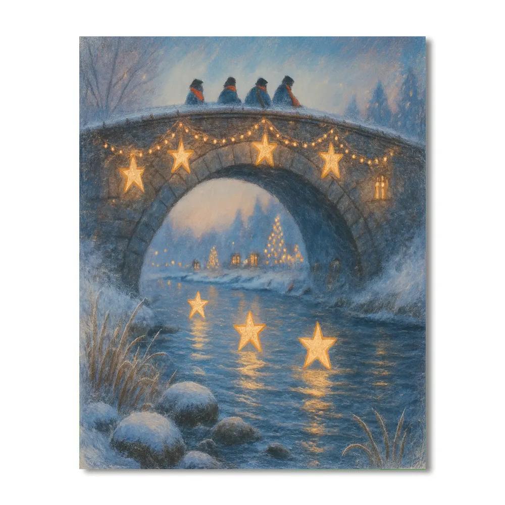 Festival Of Stars Over The River Bridge paint by color
