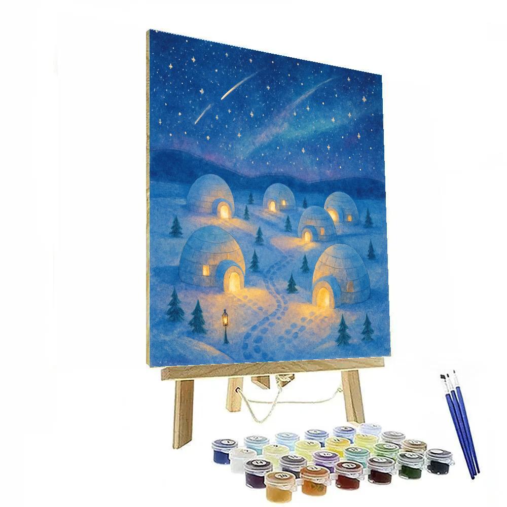 Holiday Igloo Village Under The Stars DIY paint by numbers