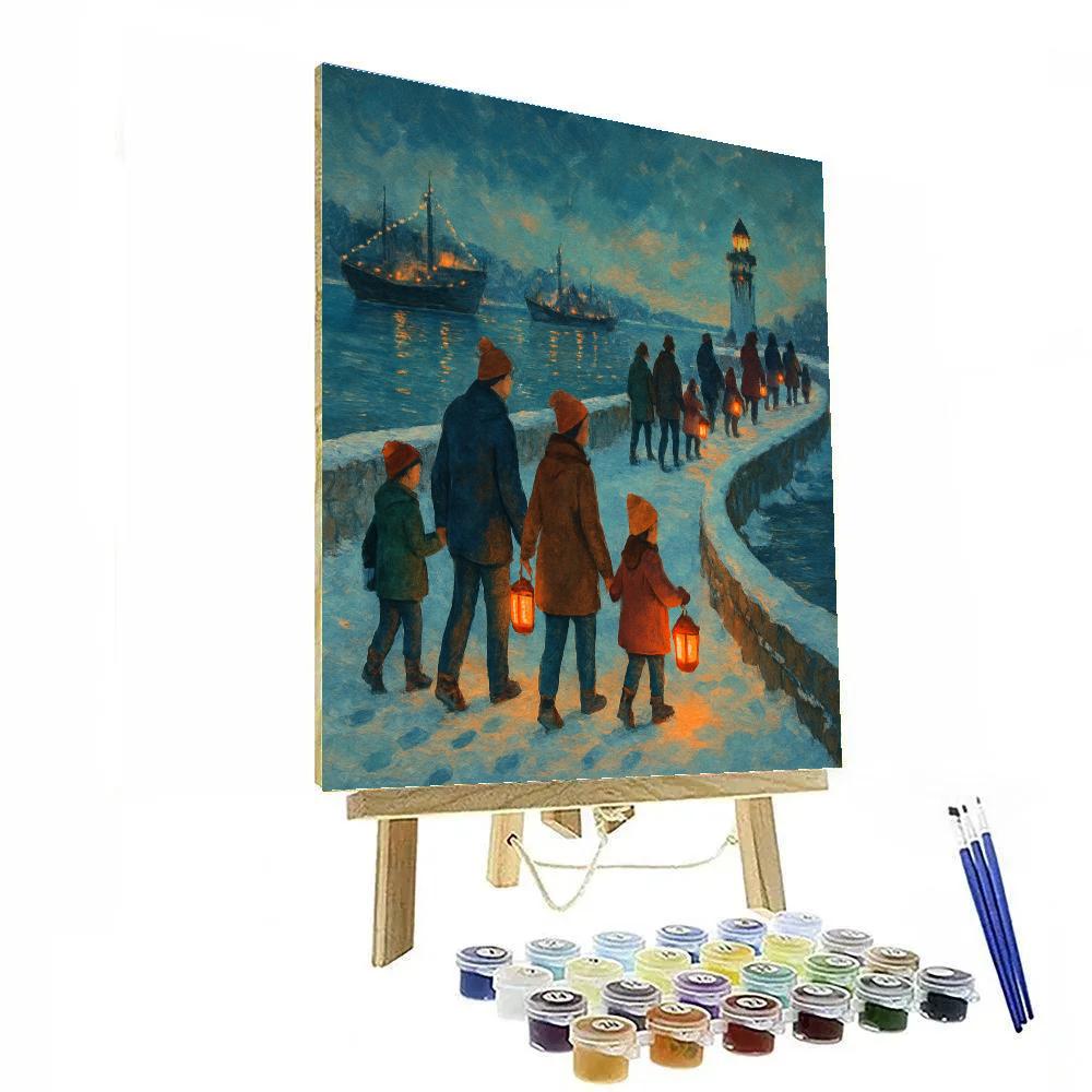 Christmas Lantern Walk Along The Seawall Numbered painting kits