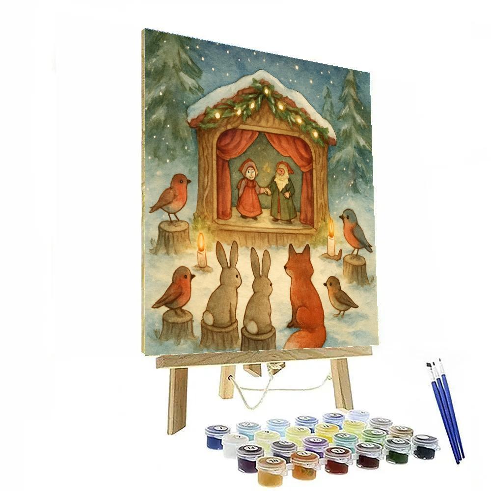 Christmas Eve Forest Puppet Theatre Number painting