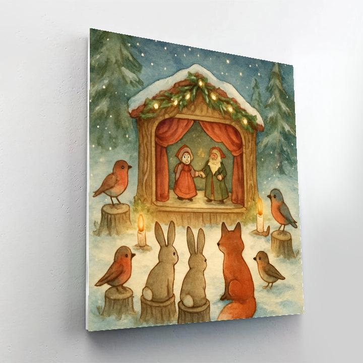 Christmas Eve Forest Puppet Theatre Number painting