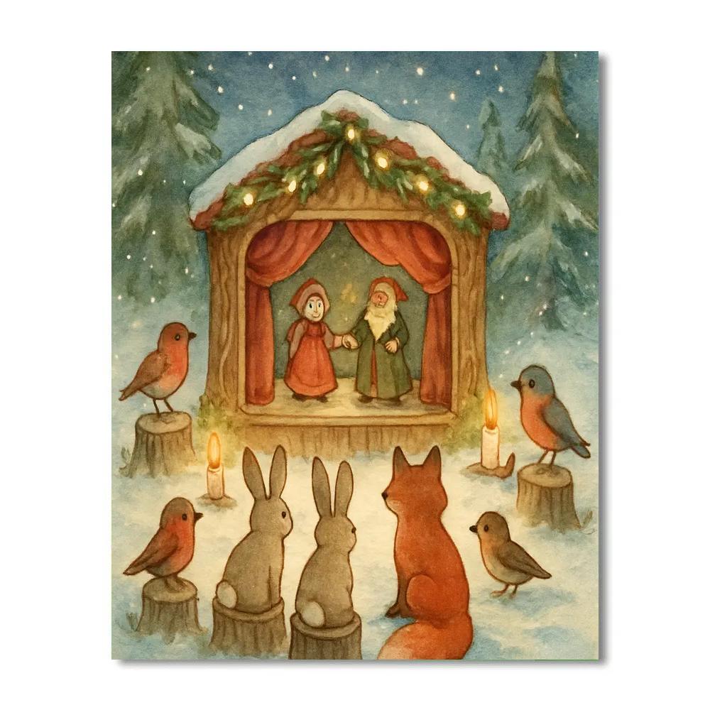 Christmas Eve Forest Puppet Theatre Number painting