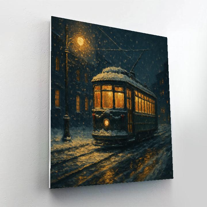 Snowbound Streetcar On Christmas Night Painting by numbers kit