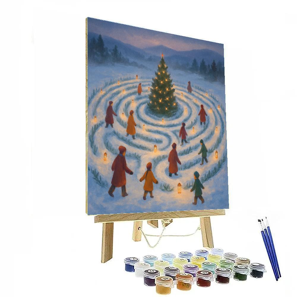 Christmas Lanterns In The Snow Labyrinth DIY paint by numbers