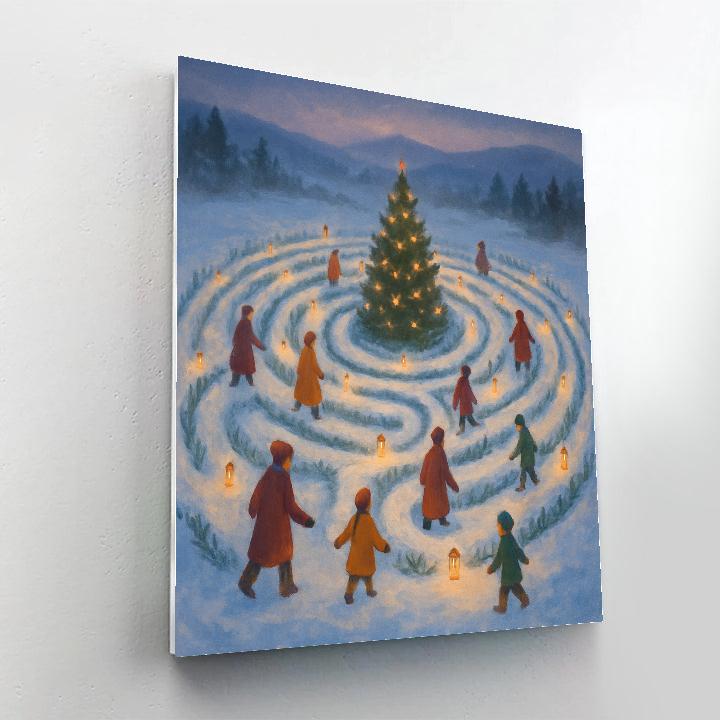 Christmas Lanterns In The Snow Labyrinth DIY paint by numbers