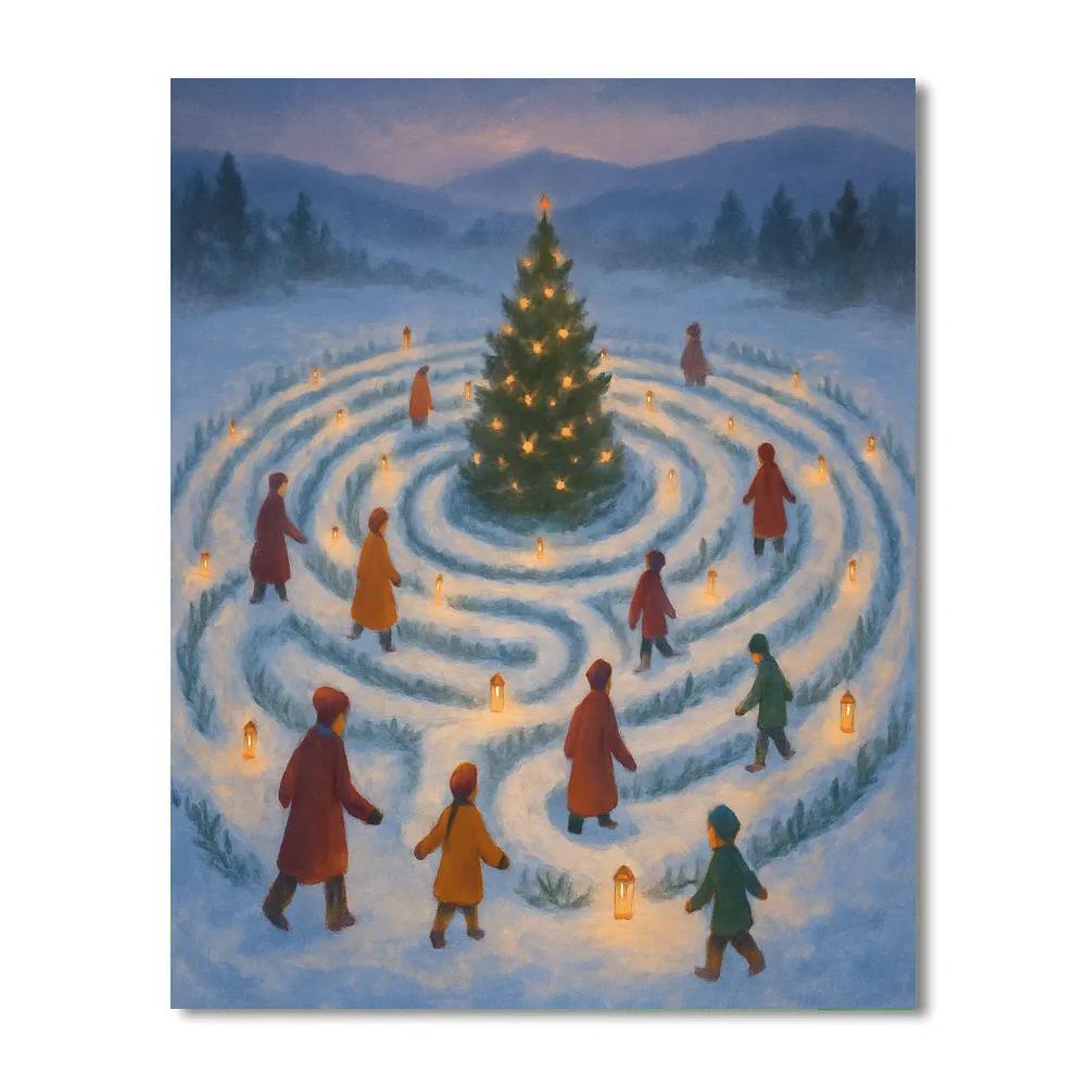 Christmas Lanterns In The Snow Labyrinth DIY paint by numbers