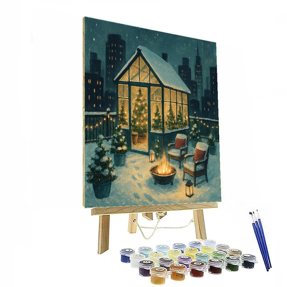 Christmas Greenhouse Rooftop Garden DIY paint by numbers