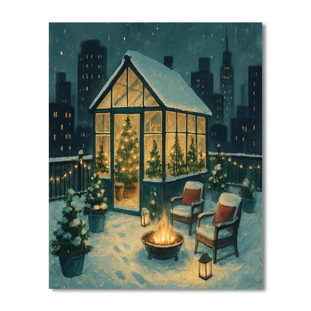 Christmas Greenhouse Rooftop Garden DIY paint by numbers