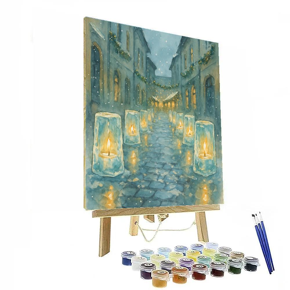 Winter Festival Ice Lantern Street Numbered painting kits