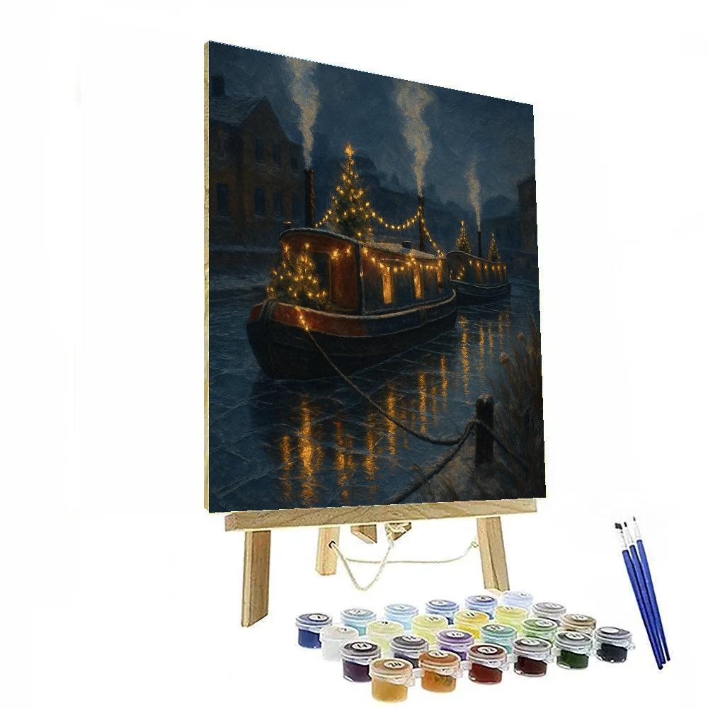 Silent Christmas Boats On The Canal Numbered painting kits