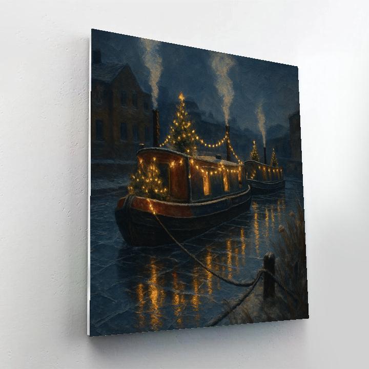 Silent Christmas Boats On The Canal Numbered painting kits