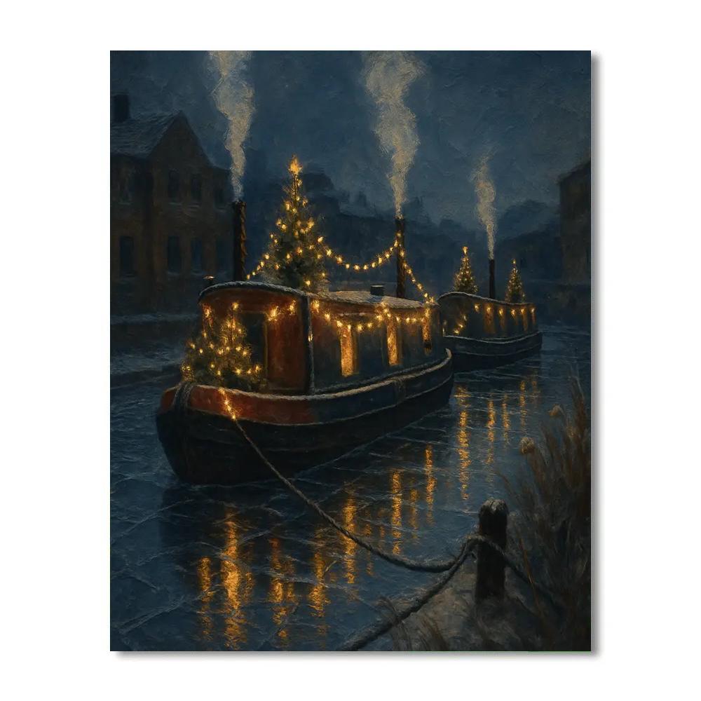 Silent Christmas Boats On The Canal Numbered painting kits