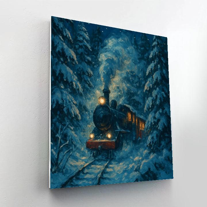 Christmas Night Train In The Forest Tunnel paint by color