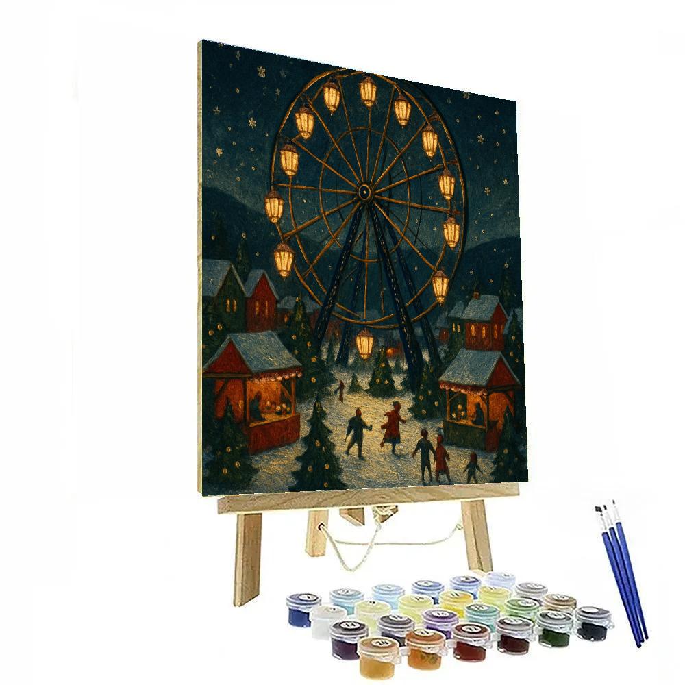 Christmas Lantern Ferris Wheel Over The Town Painting by numbers kit