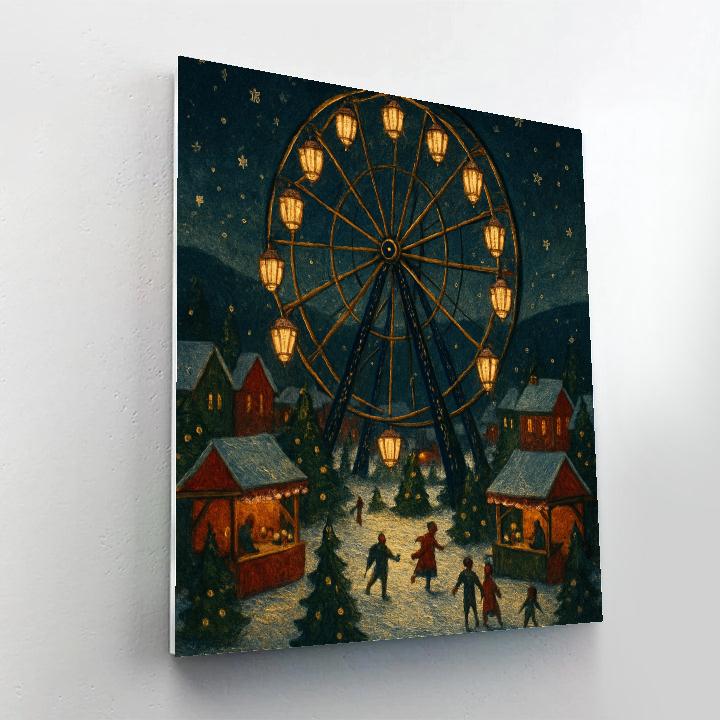Christmas Lantern Ferris Wheel Over The Town Painting by numbers kit