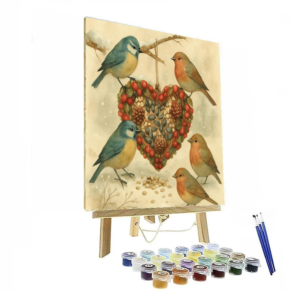 Winter Songbirds Around The Seed Ornament painting number kit