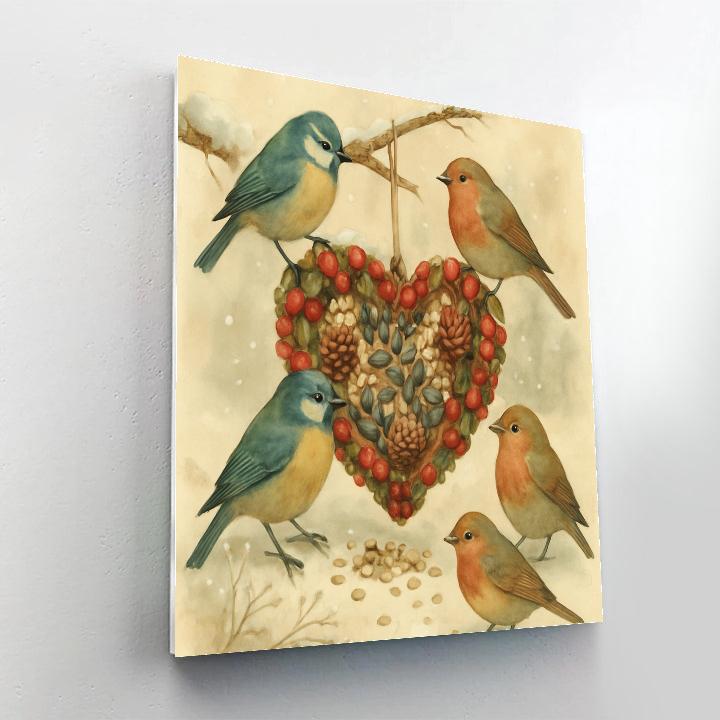 Winter Songbirds Around The Seed Ornament painting number kit
