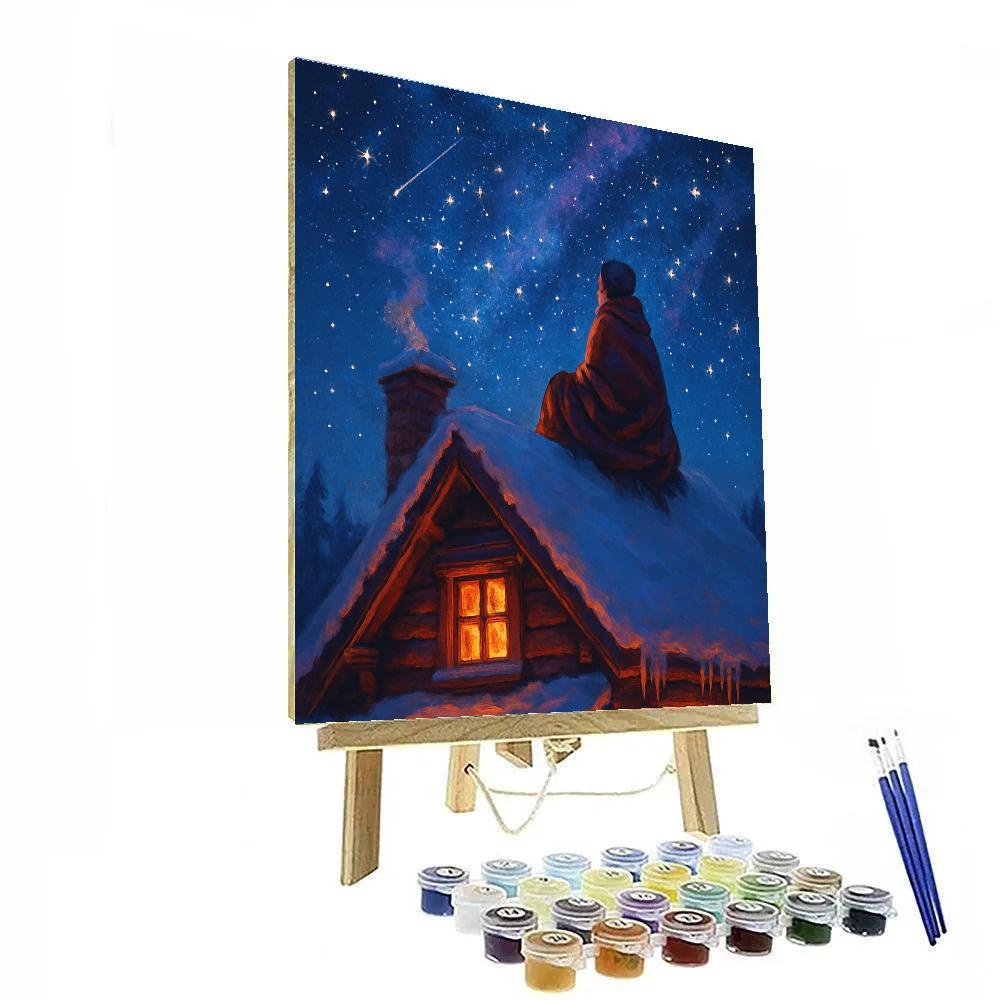 Christmas Stargazer At The Mountain Cabin Numbered painting kits