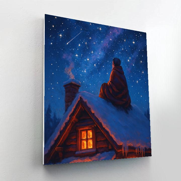 Christmas Stargazer At The Mountain Cabin Numbered painting kits