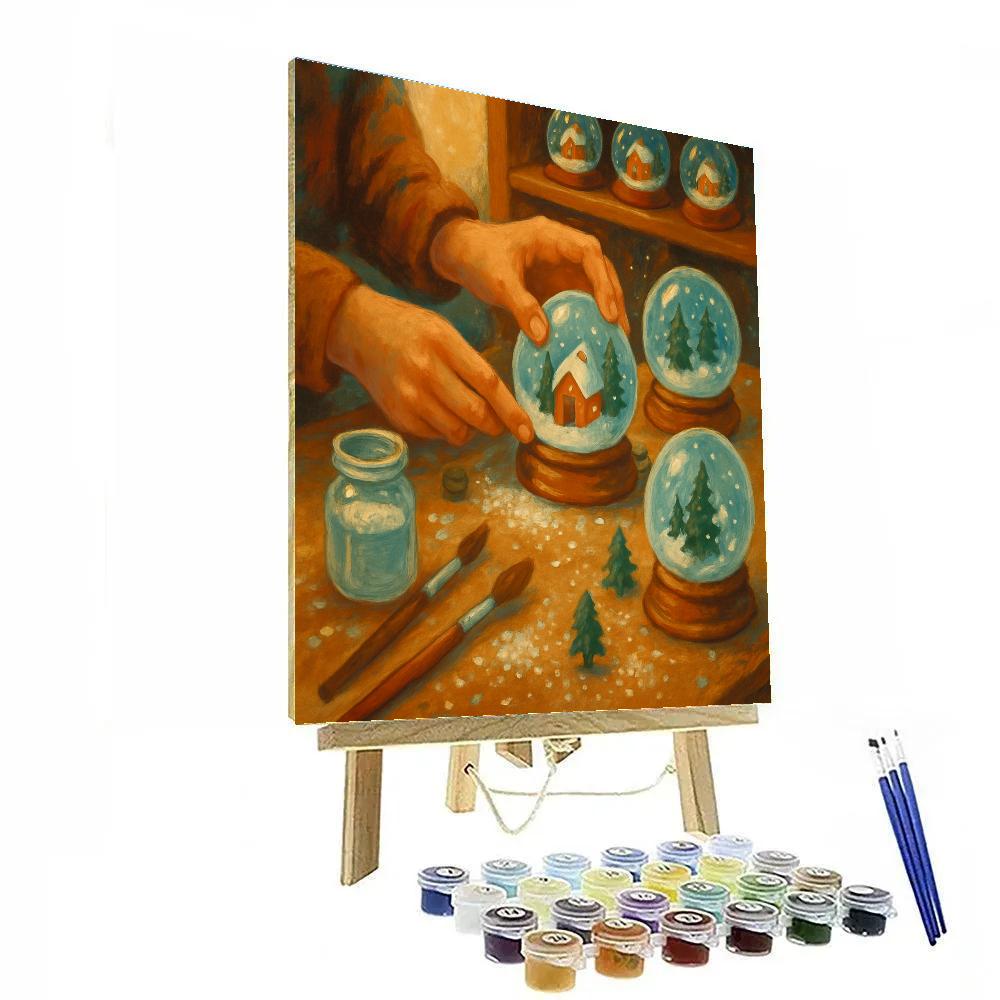 Holiday Snow Globe Workshop Table Numbered painting kits