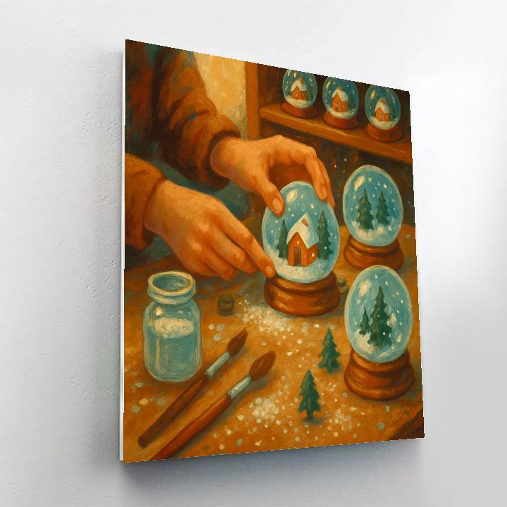 Holiday Snow Globe Workshop Table Numbered painting kits