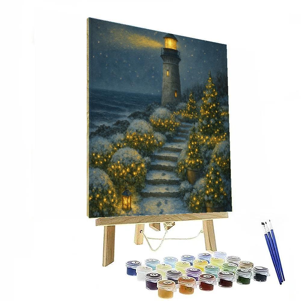 Frosty Christmas Lighthouse Garden Paint by numbers kits