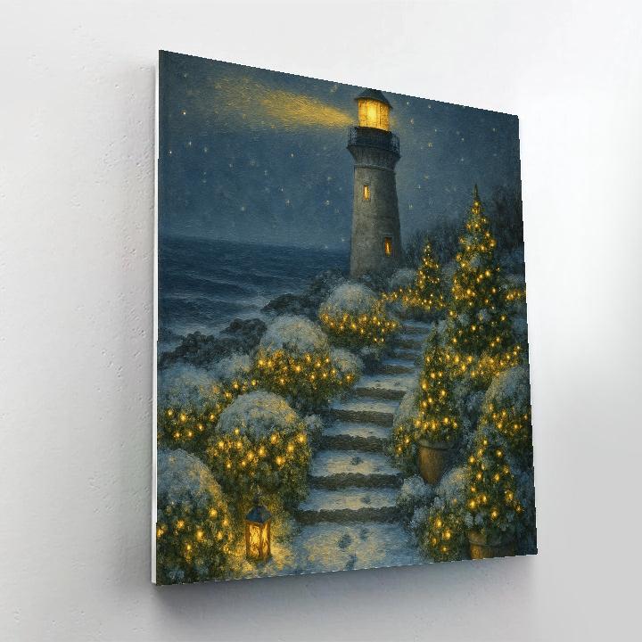 Frosty Christmas Lighthouse Garden Paint by numbers kits