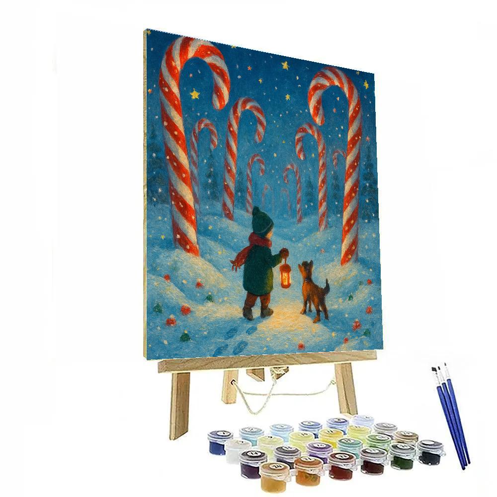 Candy Cane Forest Midnight Stroll paint by number