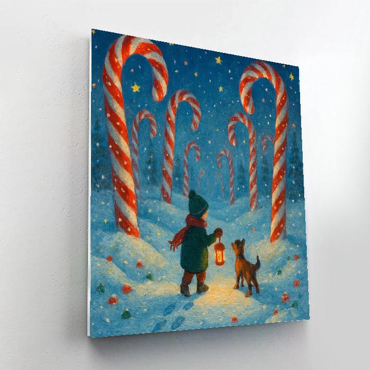 Candy Cane Forest Midnight Stroll paint by number