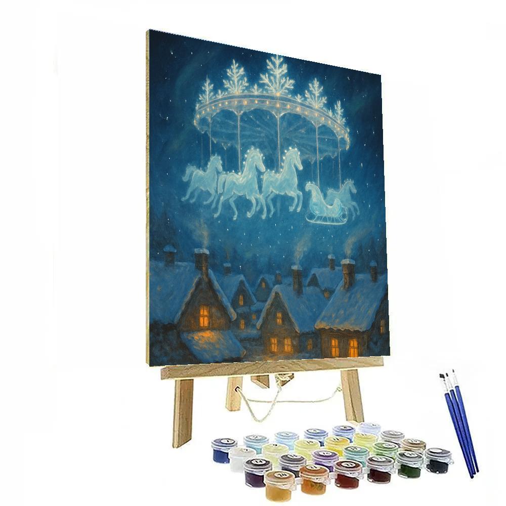 Snowflake Carousel Over The Rooftops Paint by numbers kits