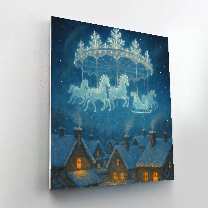 Snowflake Carousel Over The Rooftops Paint by numbers kits