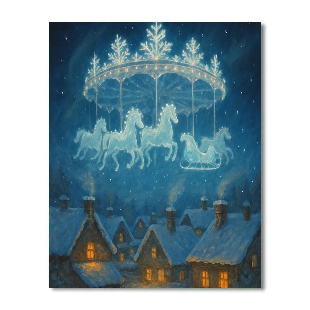 Snowflake Carousel Over The Rooftops Paint by numbers kits