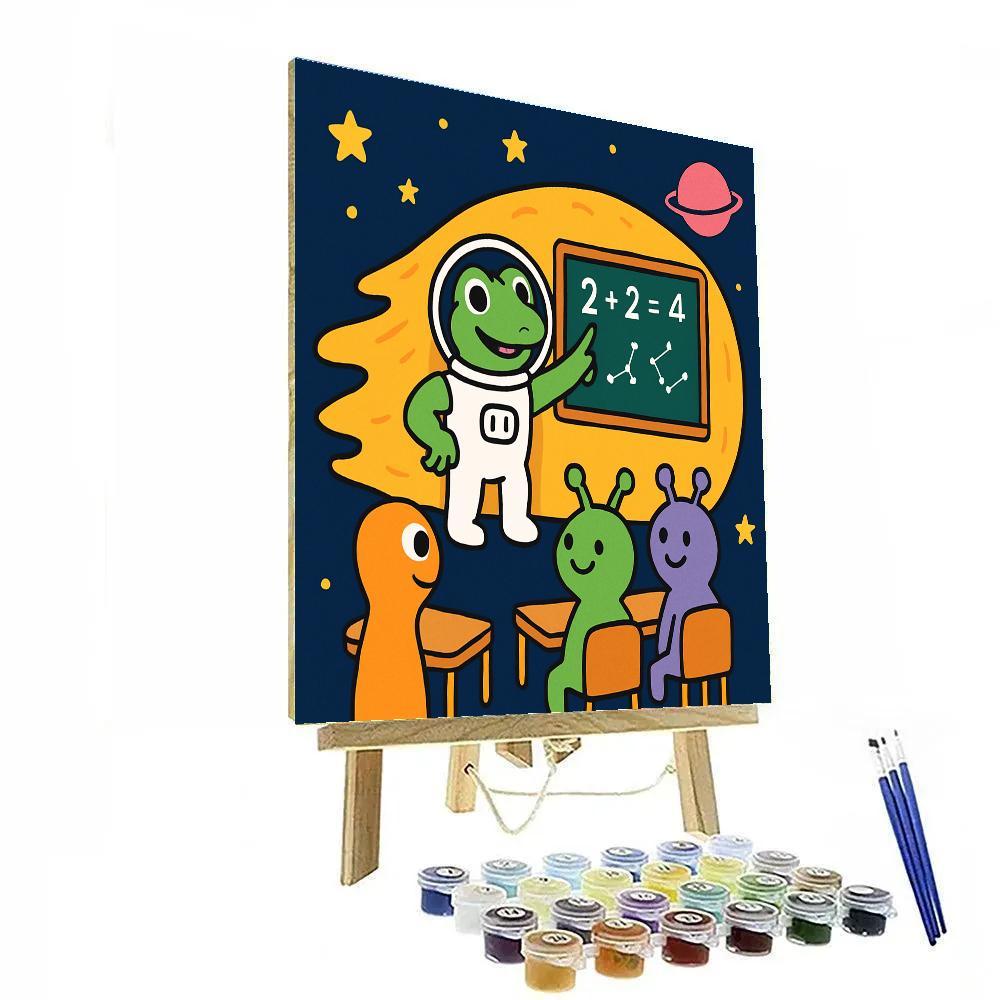 Comet Classroom With Captain Gecko Paint by numbers art