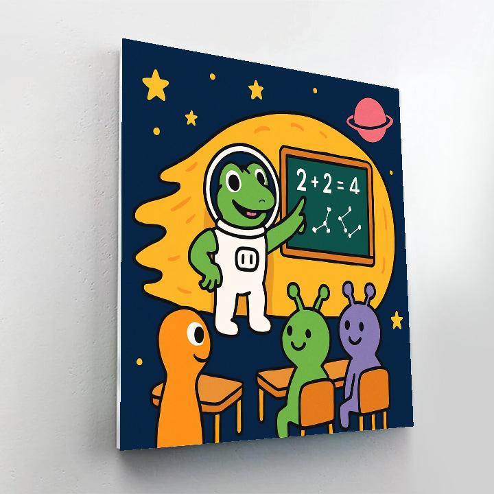 Comet Classroom With Captain Gecko Paint by numbers art