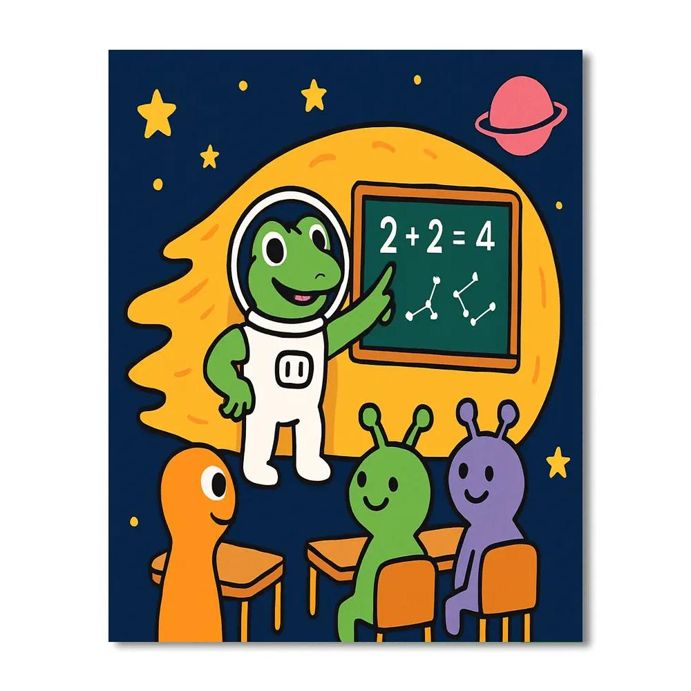 Comet Classroom With Captain Gecko Paint by numbers art