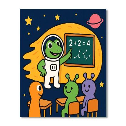 Comet Classroom With Captain Gecko Paint by numbers art