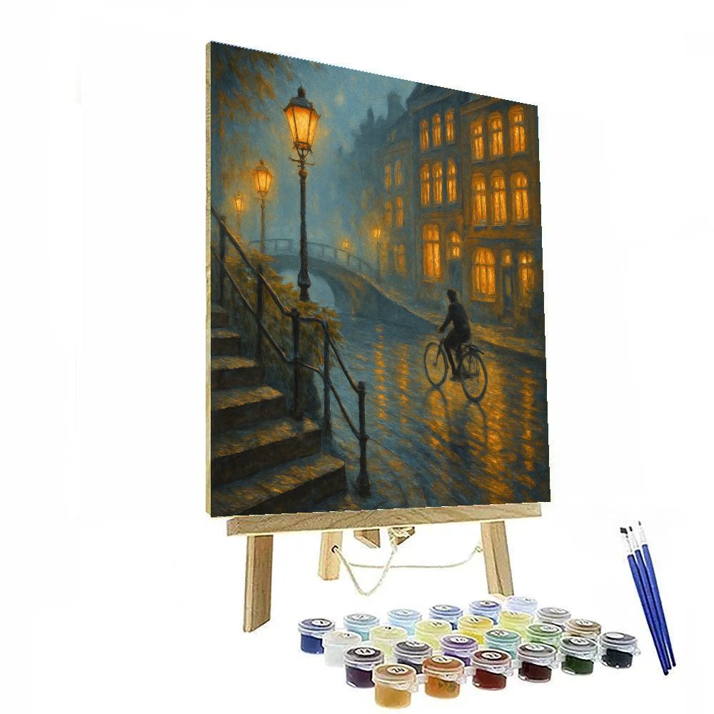 Lantern Mist Over The Canal Steps painting number kit