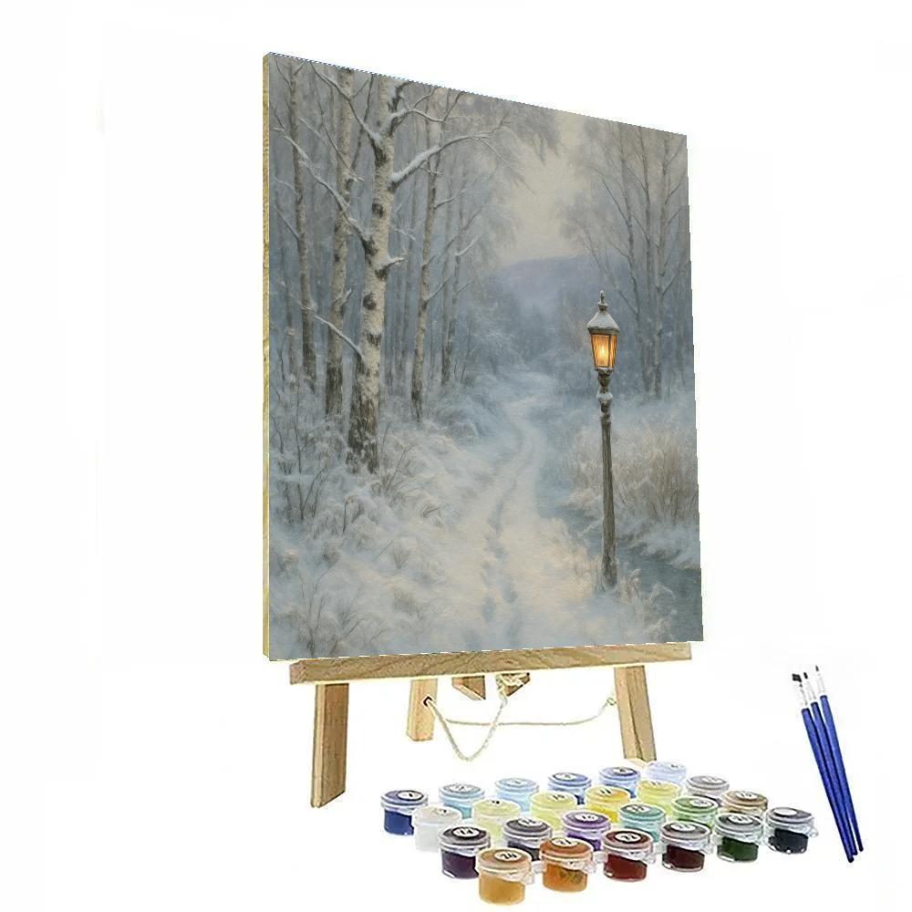 Lantern Glow Along The Birch Hollow paint by number