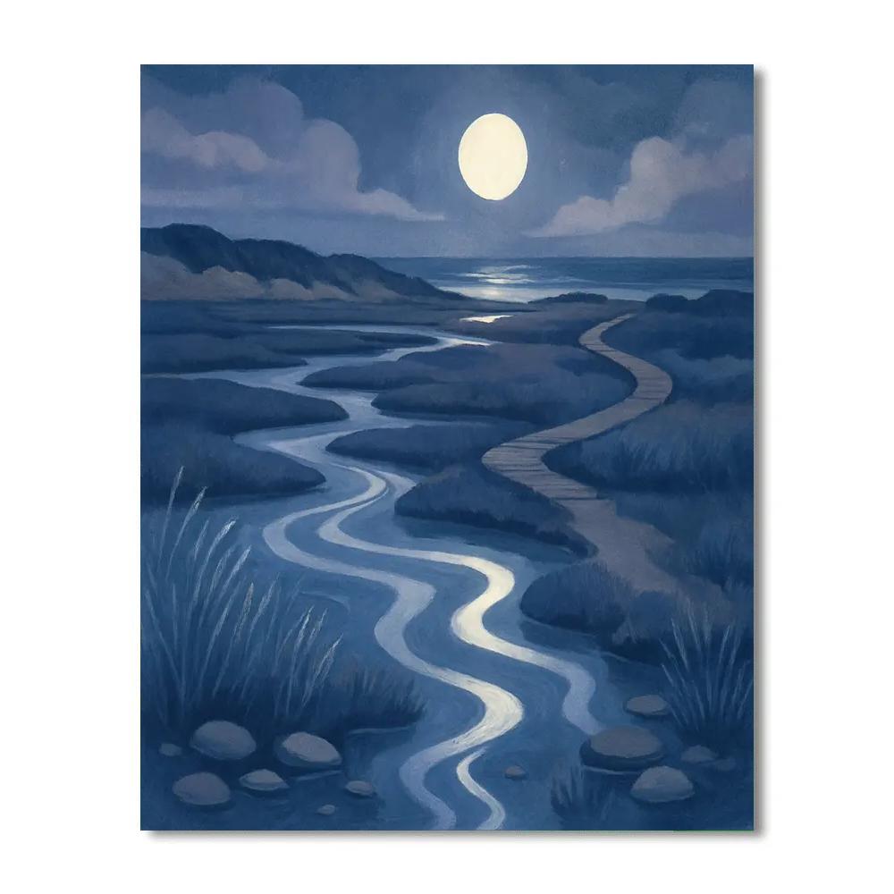 Moonlit Saltmarsh Serenity paint by numbers