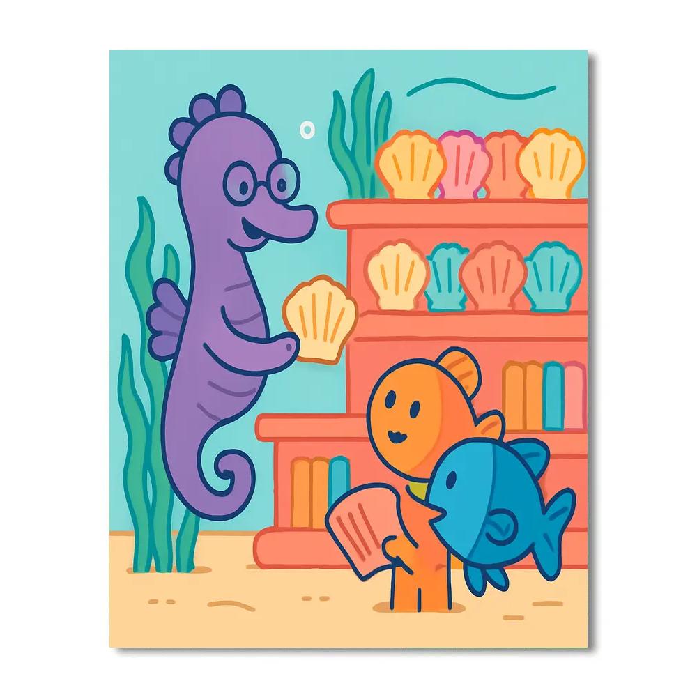 Coral Library Of The Singing Seahorse paint by number