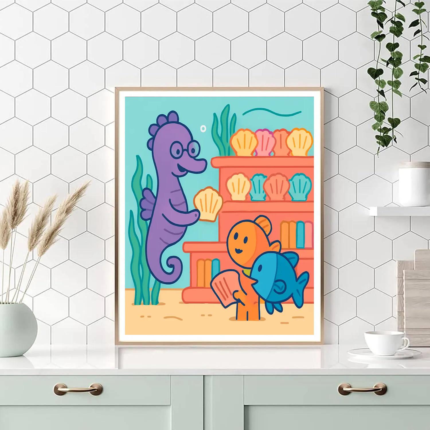 Coral Library Of The Singing Seahorse paint by number