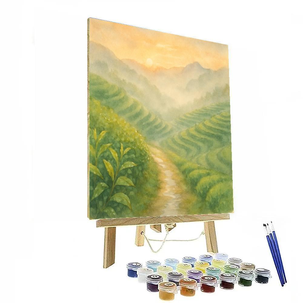 Apricot Dawn Over Terraced Tea Hills Paint by numbers kits