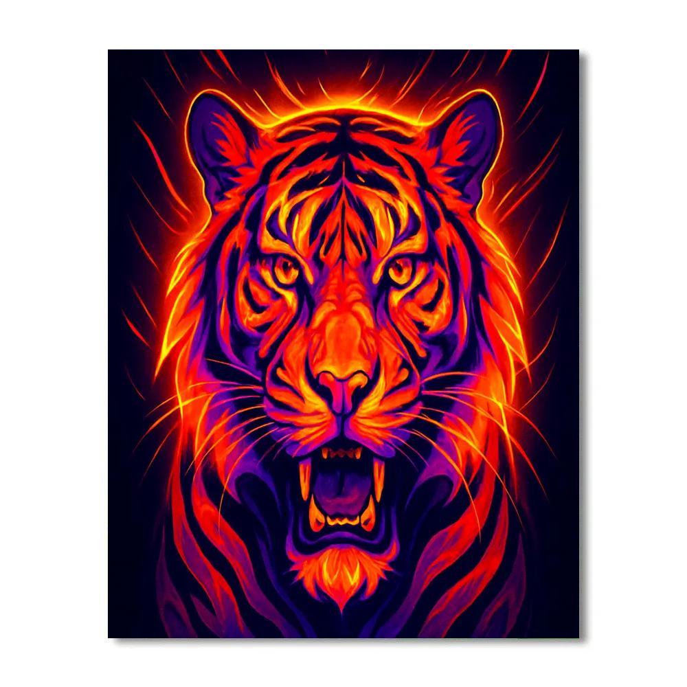Solar Flare Tiger Front Gaze painting number kit