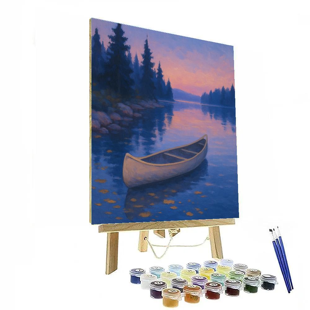 Blueberry Twilight Canoe Drift painting number kit