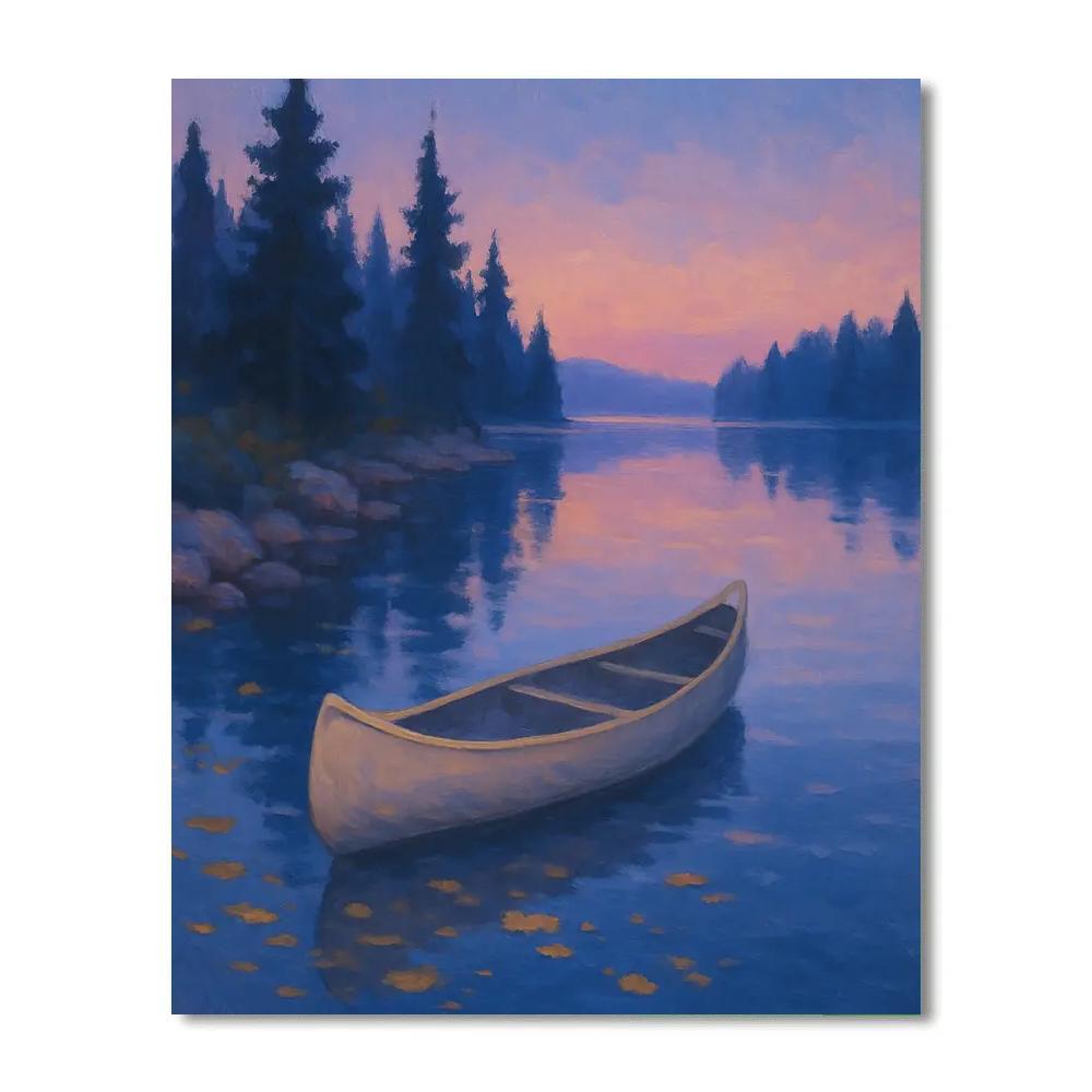 Blueberry Twilight Canoe Drift painting number kit