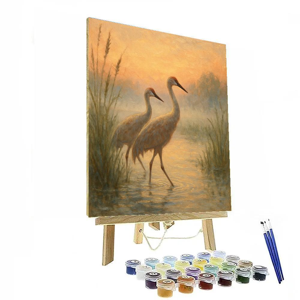 Apricot Dawn Over The Crane Marsh Numbered painting kits