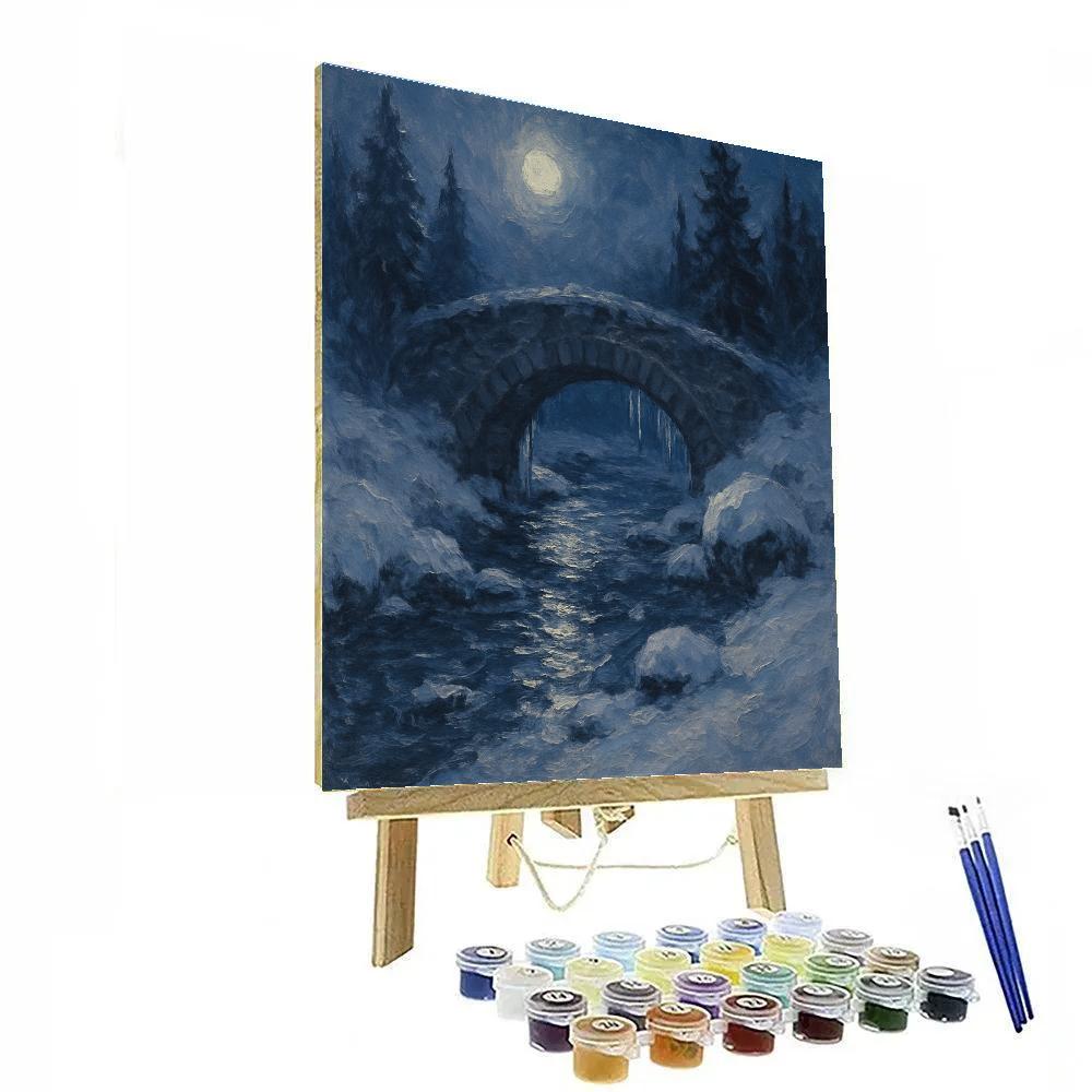 Moonlit Bridge Over The Icy Run DIY paint by numbers