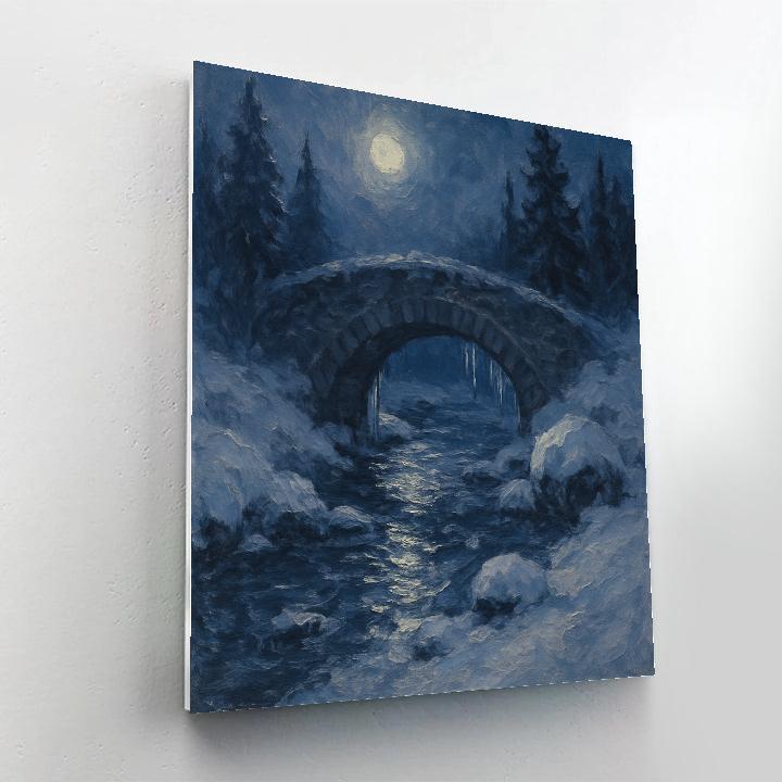 Moonlit Bridge Over The Icy Run DIY paint by numbers