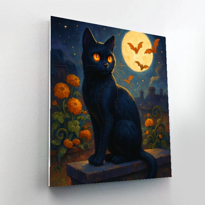 Clockwork Cat On The Rooftop Garden Paint by numbers art